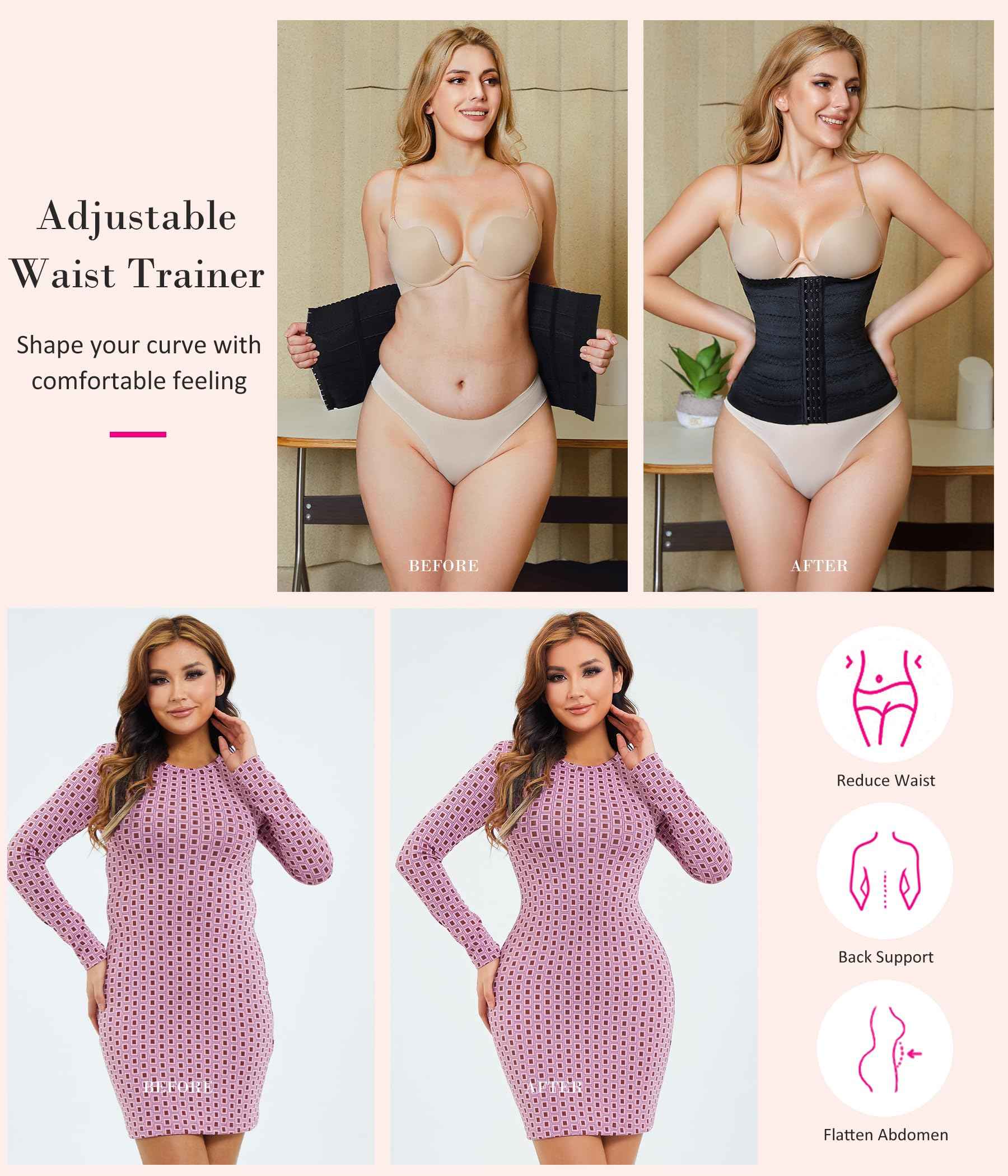 Nebility Waist Cincher Shapewear Tummy Control Plus Size Waist Trainers for Women Belly Trimmer Body Shaper Corset Girdle