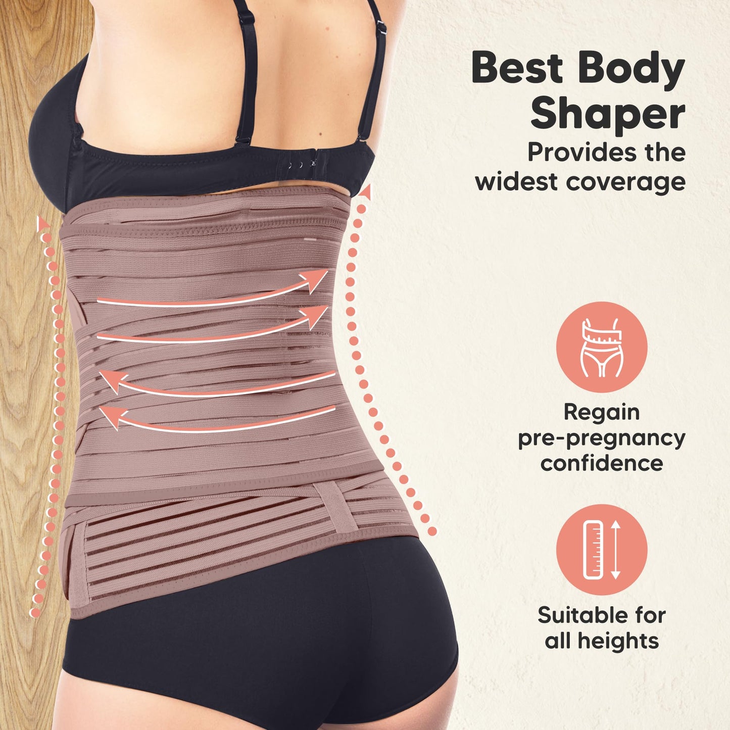 3 in 1 Postpartum Belly Support Recovery Wrap – Postpartum Belly Band, After Birth Brace, Slimming Girdles, Body Shaper Waist Shapewear, Post Surgery Pregnancy Belly Support Band (Midnight Black, M/L)