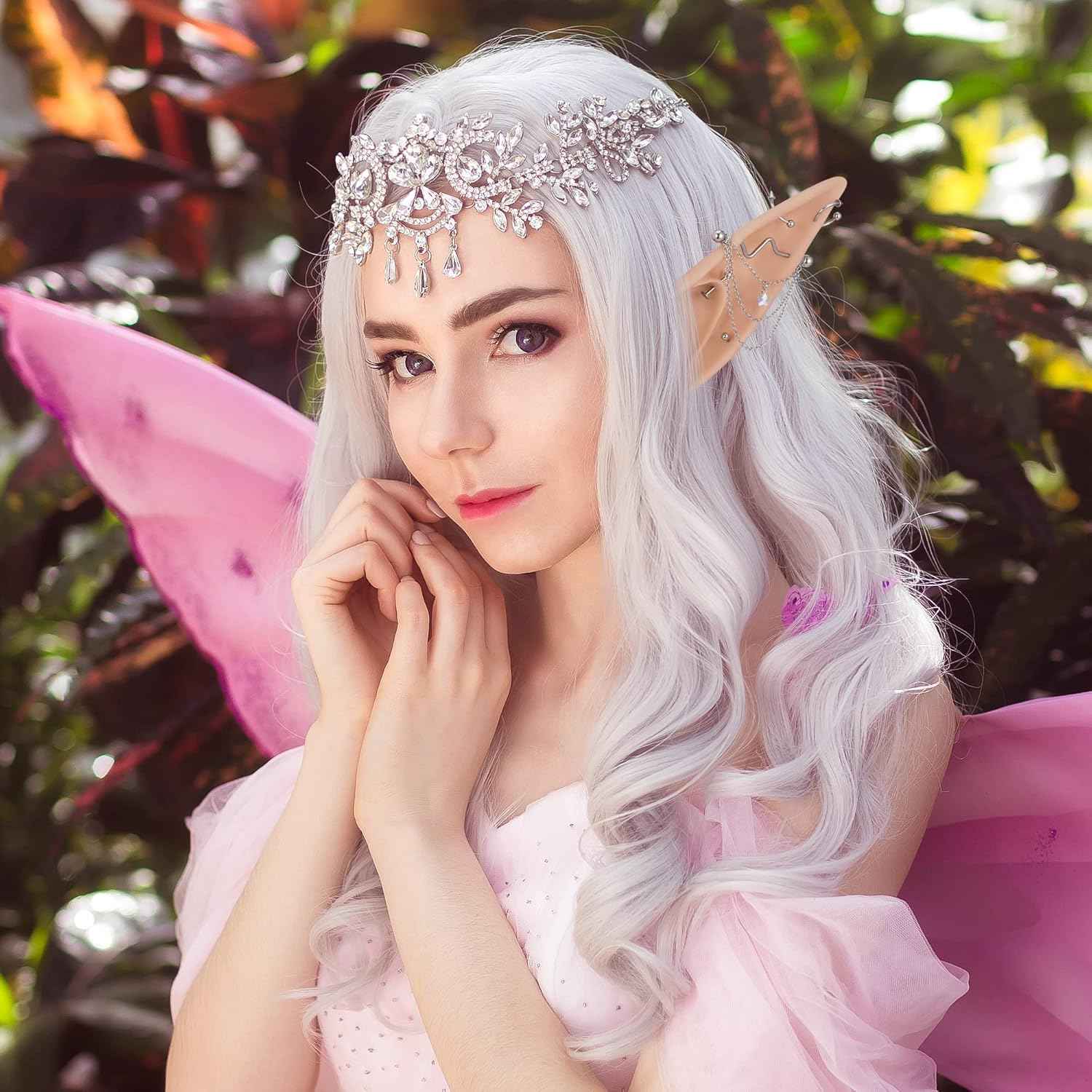 FRESHME Fairy Pixie Elf Ears - Cosplay Soft Pointed Ears Elven Masquerade Vampire Fairy Ears Makeup Costume Accessories