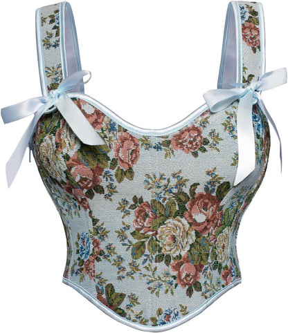 Scarlet Darkness Corset Tops for Women Sweetheart Neckline Floral Corset with Zipper Size 6-18