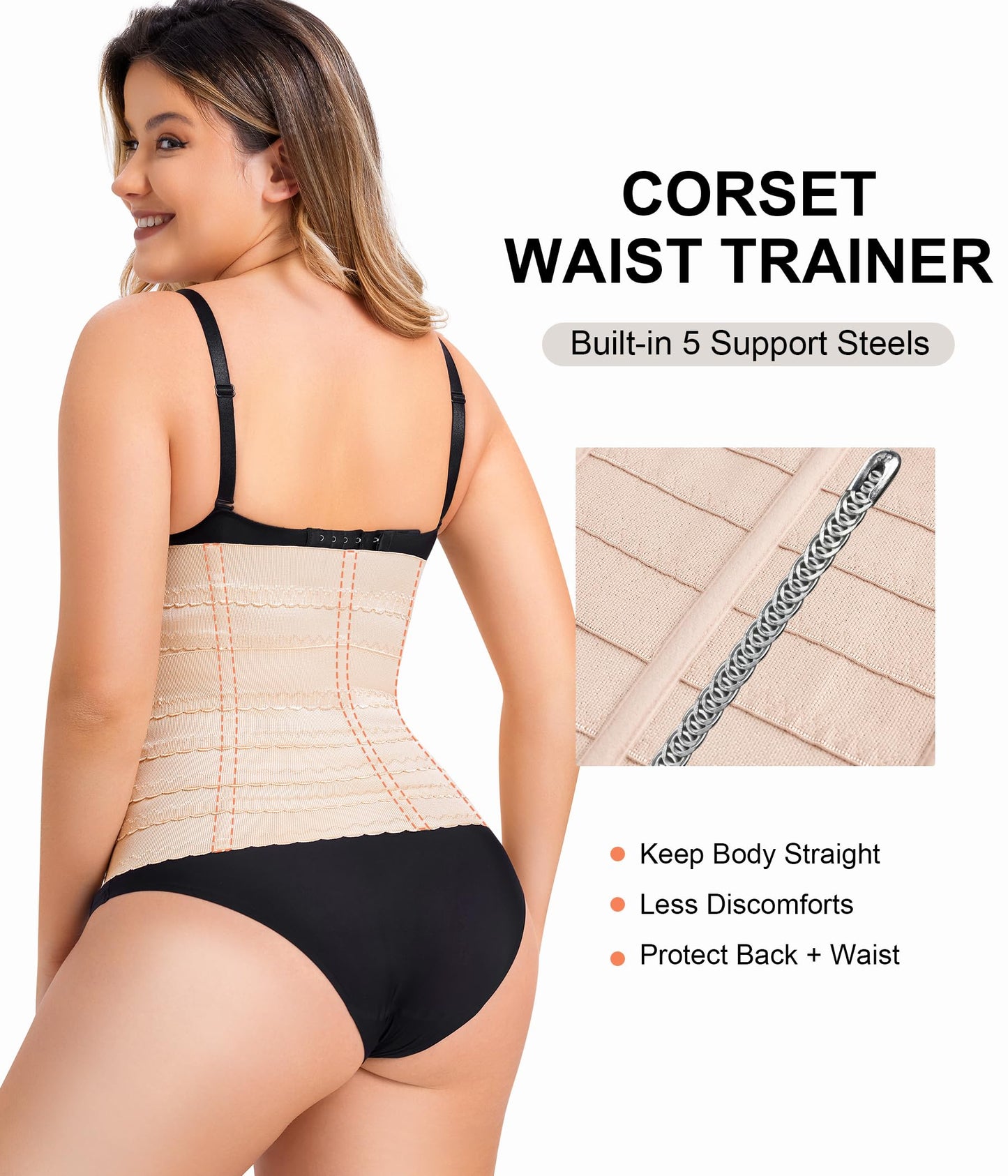 QACIVIQ Segmented Waist Trainer for Women Waist Cincher Shapewear for Women Tummy Control Workout Body Shaper Girdle