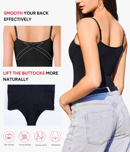 Nebility Shapewear Waist Trainer Bodysuits Women Clothing Tummy Control Seamless Full Body Shaper Square Neck Jumpsuits Top