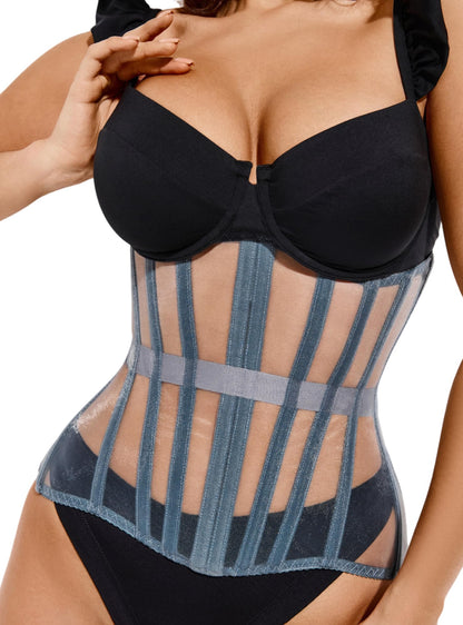 Mesh Corset Waist Trainer for Women - Underbust Corset Lace Up - Waist Cincher Shapewear - Body Shaper