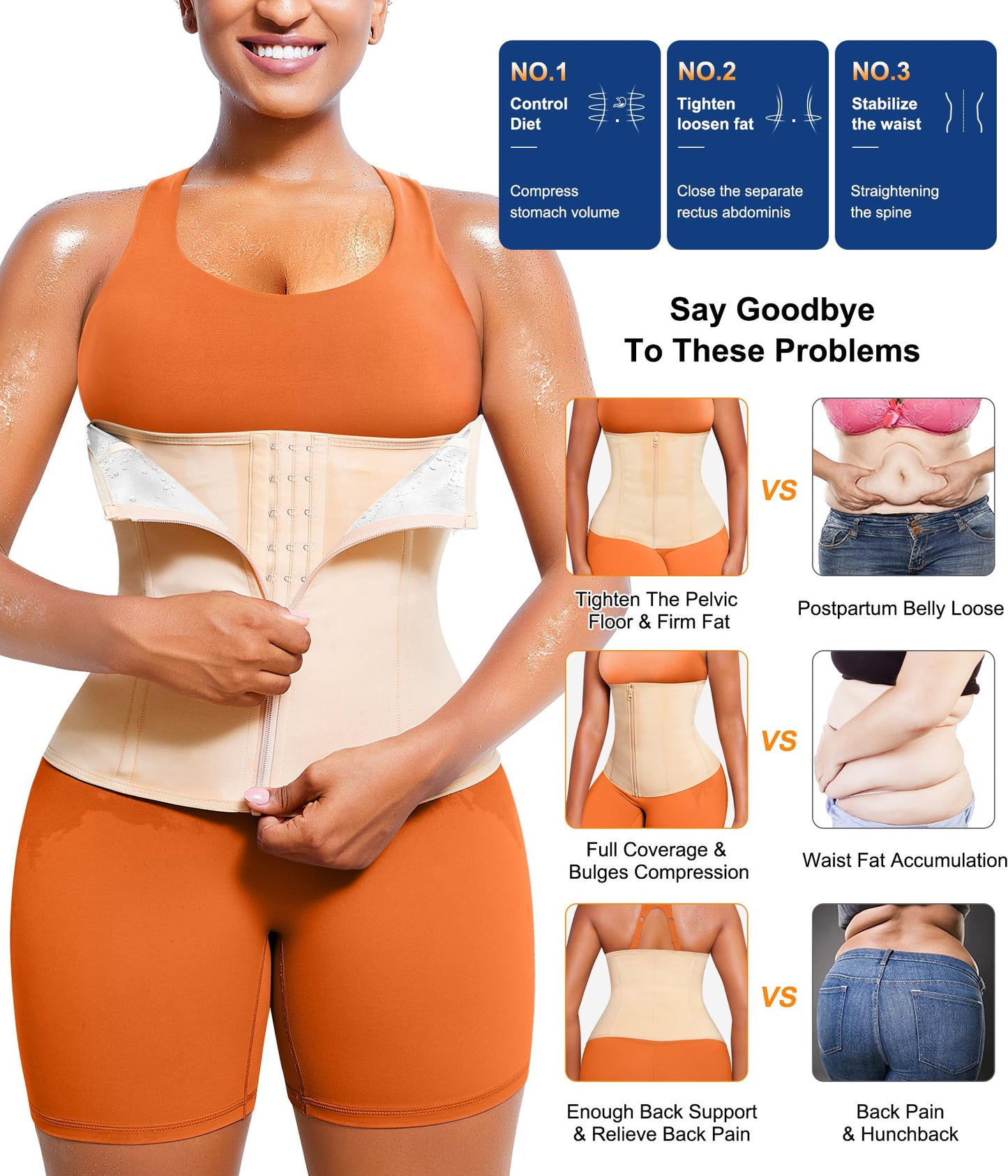 TrainingGirl Waist Trainer for Women Lower Belly Waist Trimmer Corset Tummy Wrap Workout Sweat Belt Band Sports Sauna Suit