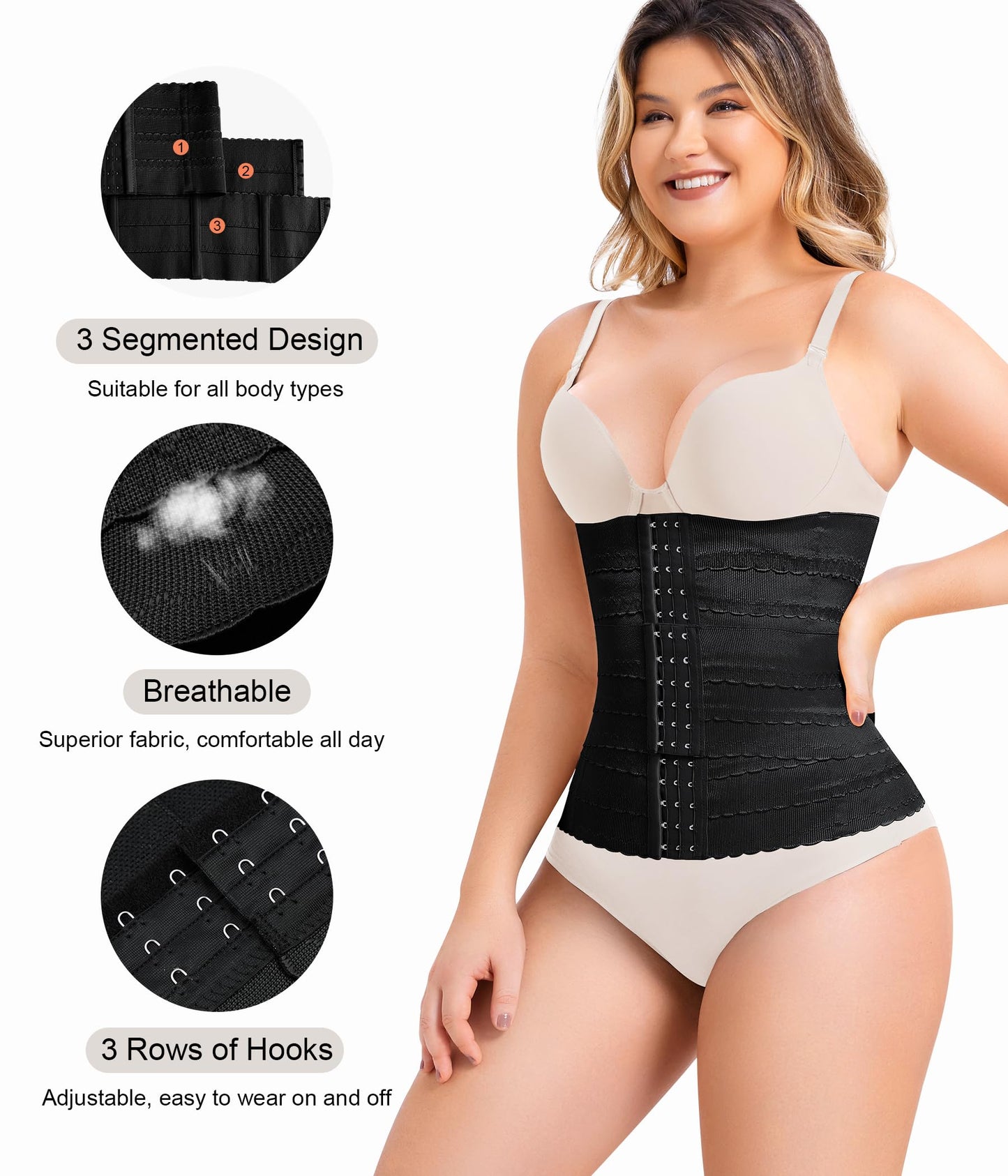 QACIVIQ Segmented Waist Trainer for Women Waist Cincher Shapewear for Women Tummy Control Workout Body Shaper Girdle