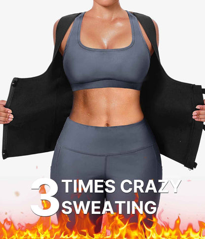 GAODI Women Waist Trainer Vest Slim Corset Workout Sweat Tank Top Zipper Compression Shirt Sauna Suit Body Shaper