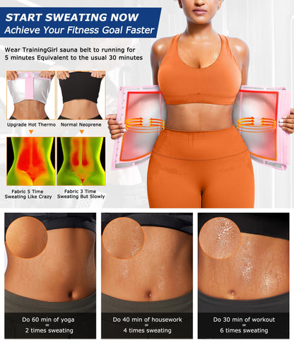 TrainingGirl Waist Trainer for Women Lower Belly Waist Trimmer Corset Tummy Wrap Workout Sweat Belt Band Sports Sauna Suit