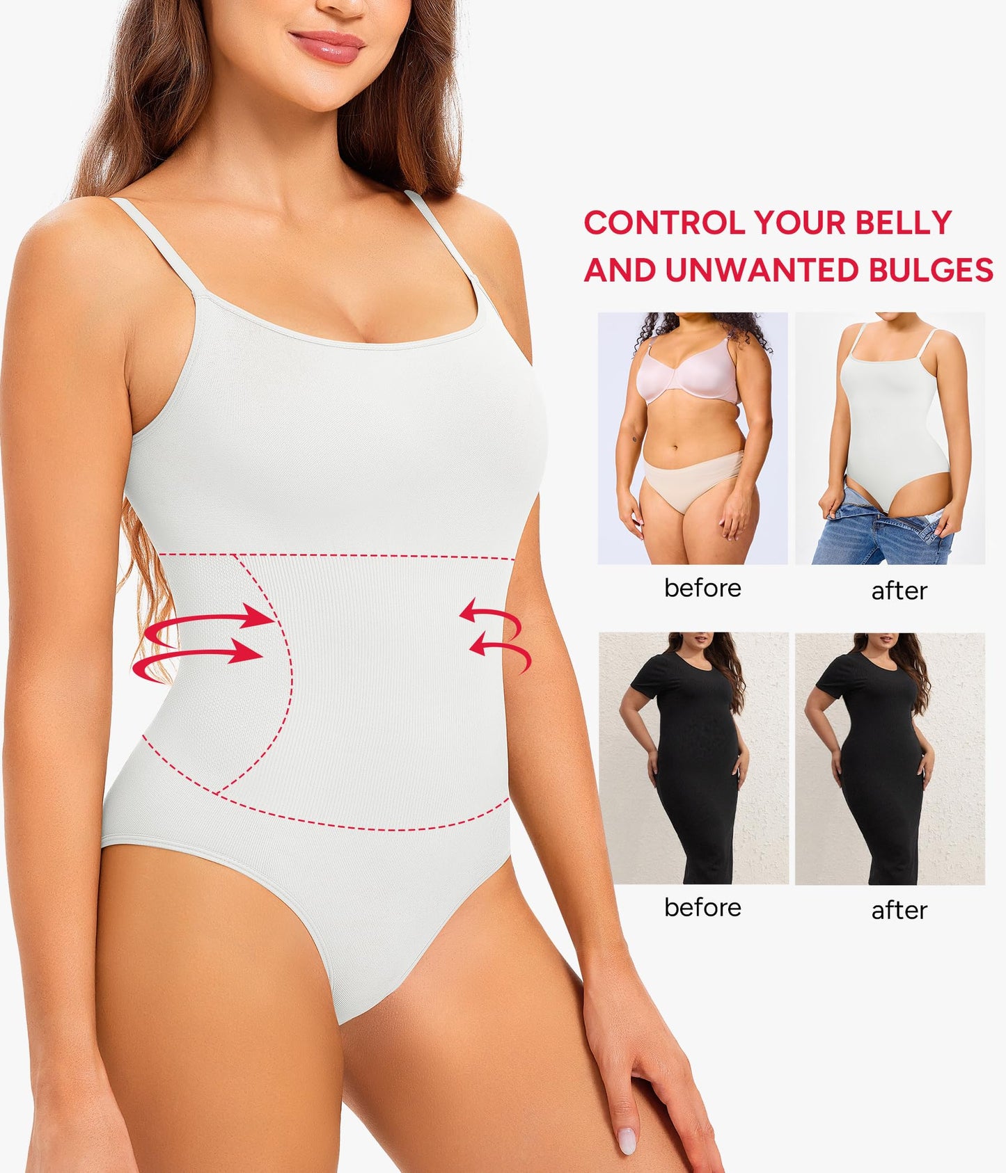 Nebility Shapewear Waist Trainer Bodysuits Women Clothing Tummy Control Seamless Full Body Shaper Square Neck Jumpsuits Top