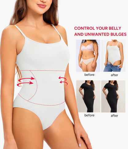 Nebility Shapewear Waist Trainer Bodysuits Women Clothing Tummy Control Seamless Full Body Shaper Square Neck Jumpsuits Top