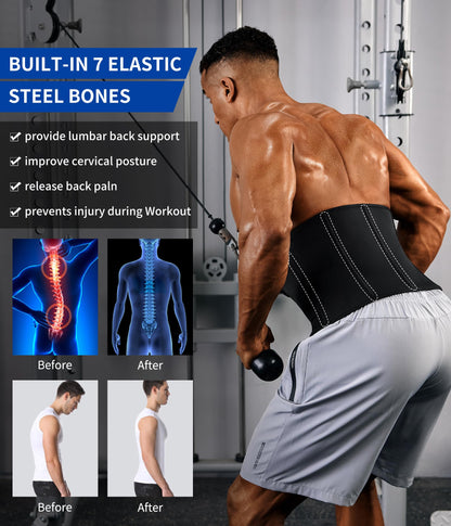 Men Waist Trainer Trimmer for Weight Loss Tummy Control Compression Shapewear Sweat Belt Body Shaper