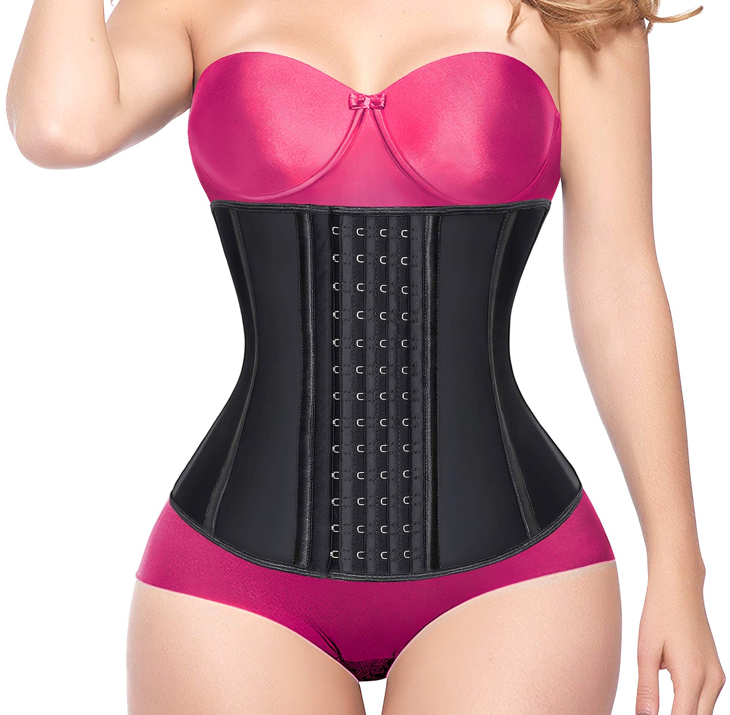 YIANNA Waist Trainer for Women Latex Underbust Waist Corsets Cincher Hourglass Body Shaper 4 Hooks