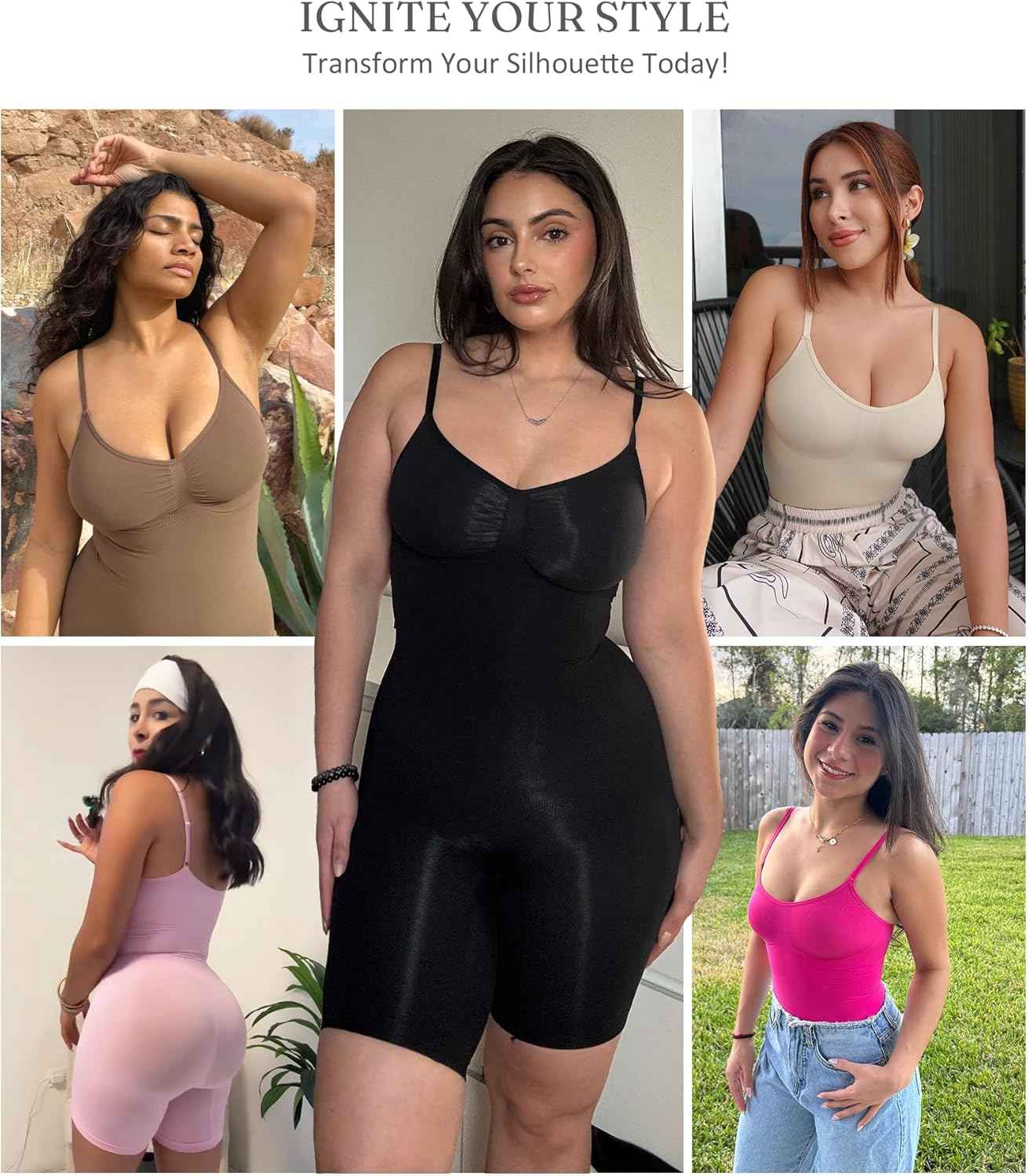 FeelinGirl Shapewear Bodysuit Tummy Control Seamless Sculpting Hip Enhancer Body Shaper for Women