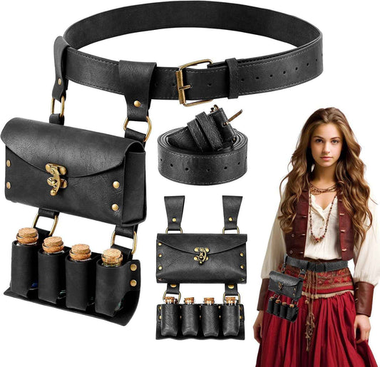 Geyoga Renaissance Belt Pouch with Potion Bottles Halloween Medieval Costume Accessories Waist Bag Cosplay
