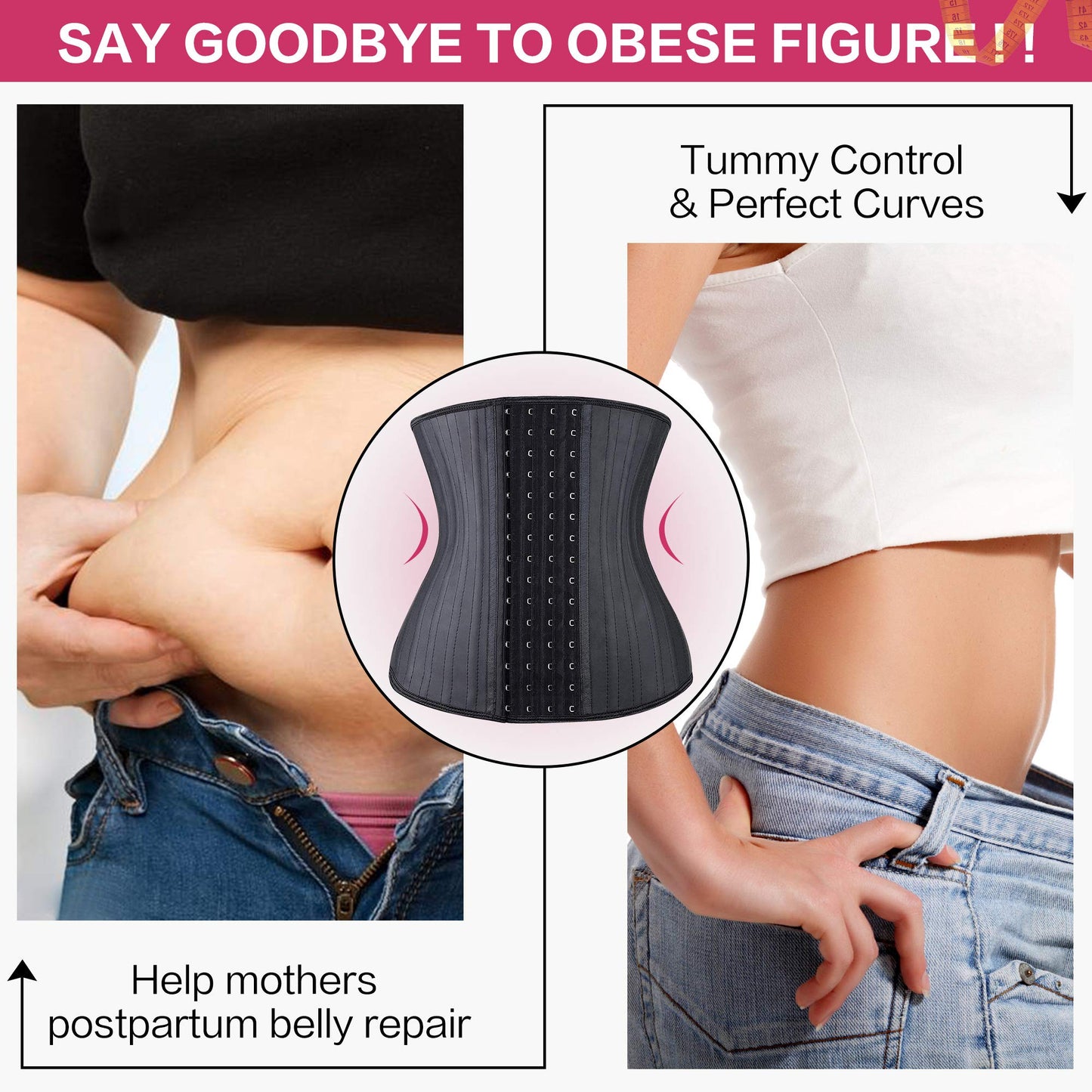 YIANNA Waist Trainer for Women Latex Underbust Waist Corsets Cincher Hourglass Body Shaper 4 Hooks