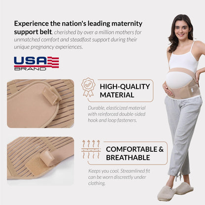 NeoTech Care Pregnancy Support Maternity Belt, Waist/Back/Abdomen Band, Belly Brace (Size M, Black Color)