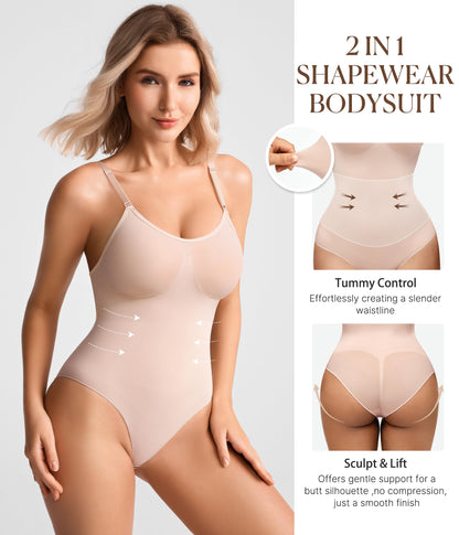 BRABIC Tummy Control Shapewear for Women Seamless Shapewear Bodysuit Body Shaper Waist Trainer Snatched Body Suit