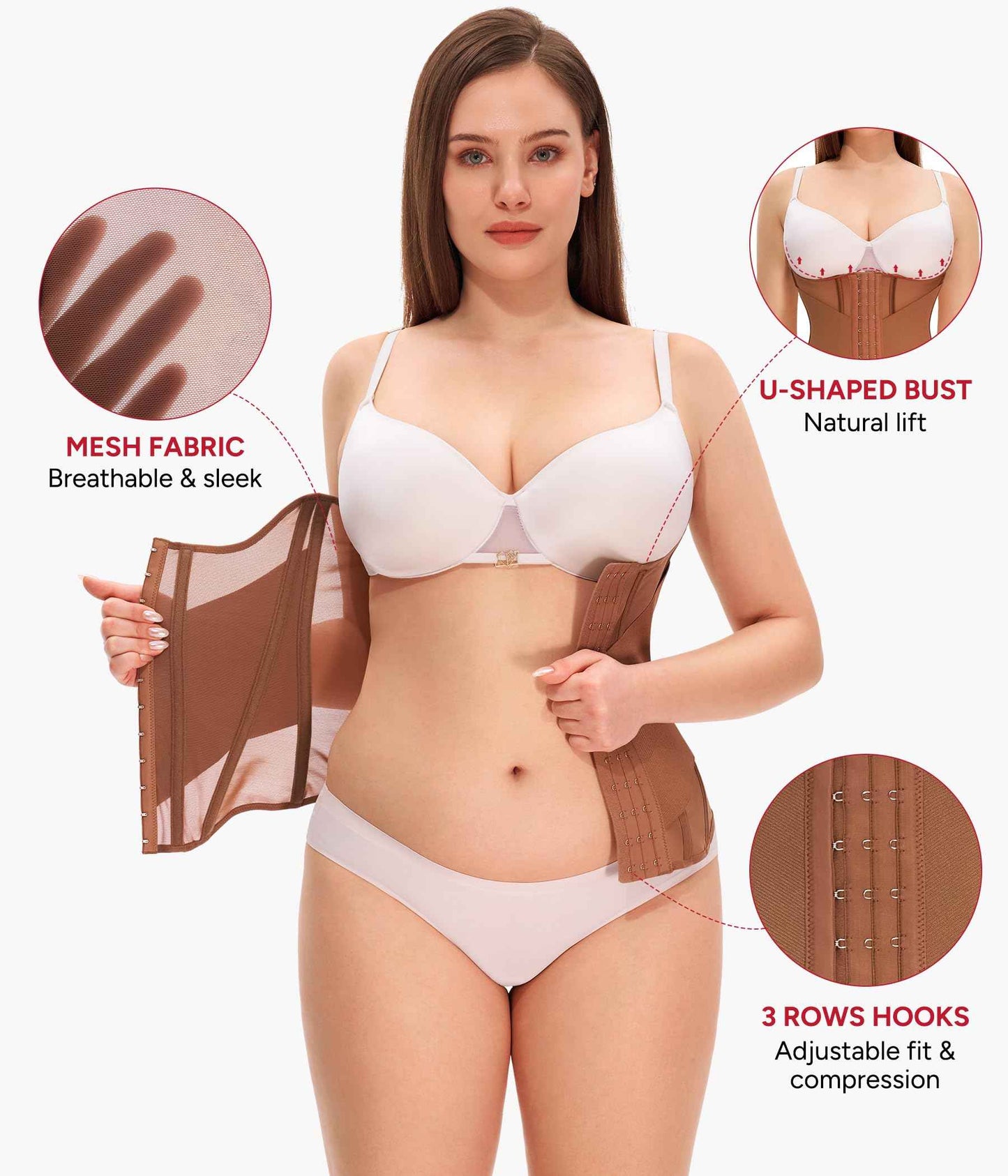 Nebility Waist Trainer for Women Corset Shapewear - Mesh Faja Body Shaper Waist Cincher Tummy Control Girdle Daily Wear