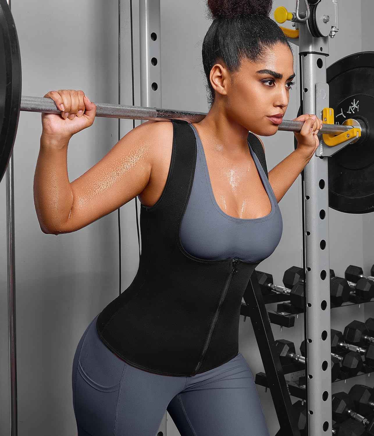 GAODI Women Waist Trainer Vest Slim Corset Workout Sweat Tank Top Zipper Compression Shirt Sauna Suit Body Shaper