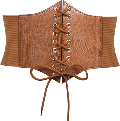 JASGOOD Women’s Elastic Costume Waist Belt Lace-up Tied Waspie Corset Belts for Women