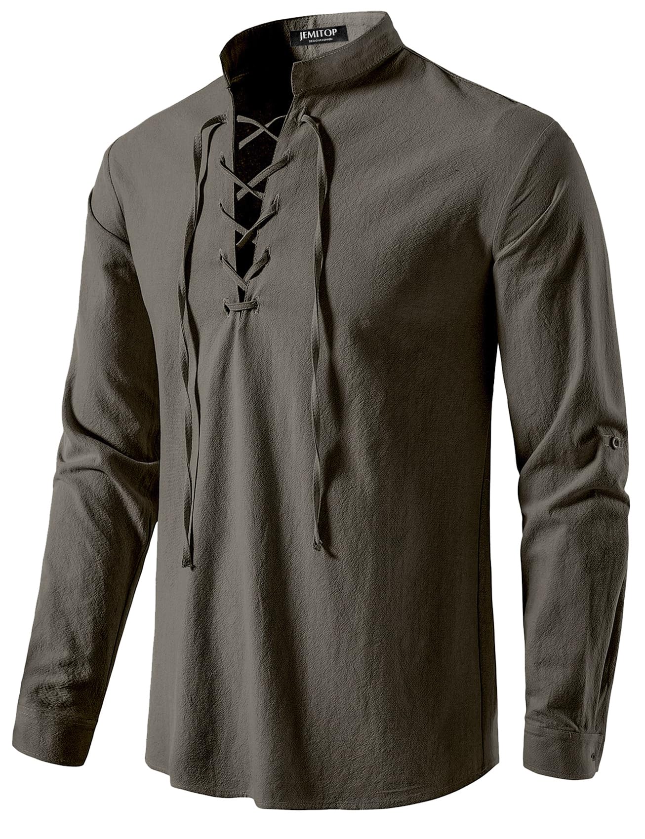 Men's Pure Cotton Retro Lace Up Shirts for Renaissance Pirate Viking Medieval