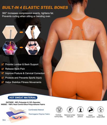 TrainingGirl Waist Trainer for Women Lower Belly Waist Trimmer Corset Tummy Wrap Workout Sweat Belt Band Sports Sauna Suit