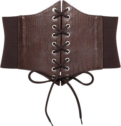 JASGOOD Women’s Elastic Costume Waist Belt Lace-up Tied Waspie Corset Belts for Women