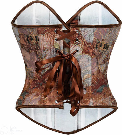 Sexy Corset Tops for Women Renaissance Floral Bustier Overbust Boned Strapless Lingerie Open Back Lace Up Shapewear