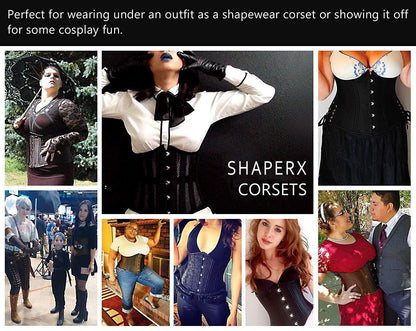 SHAPERX Women's Waist Training Corsets Underbust Heavy Duty 26 Steel Boned Hourglass Silhouette Body Shaper