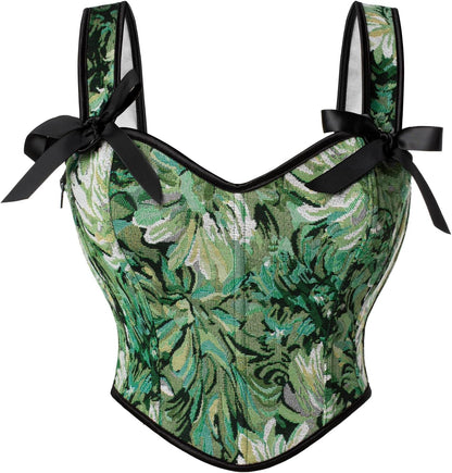 Scarlet Darkness Corset Tops for Women Sweetheart Neckline Floral Corset with Zipper Size 6-18