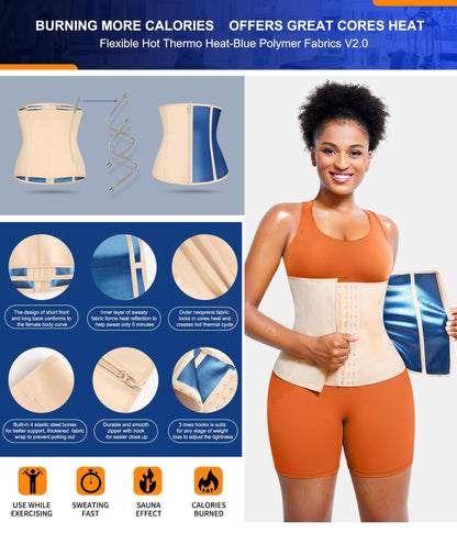 TrainingGirl Waist Trainer for Women Lower Belly Waist Trimmer Corset Tummy Wrap Workout Sweat Belt Band Sports Sauna Suit
