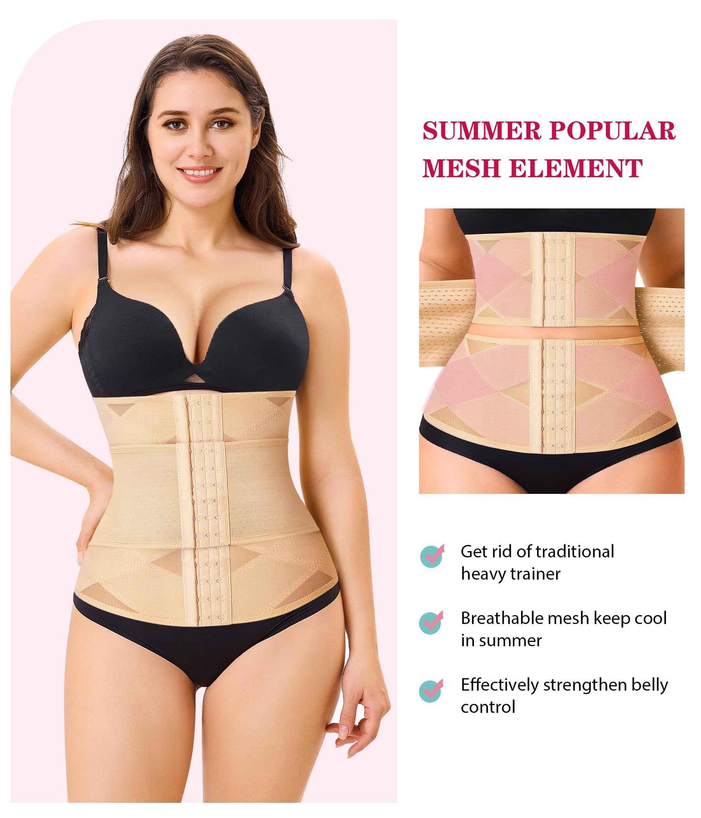 LODAY Waist Trainer for Women Corset Shapewear Tummy Control Body Shaper Cross Mesh Waist Cincher Postpartum Girdle