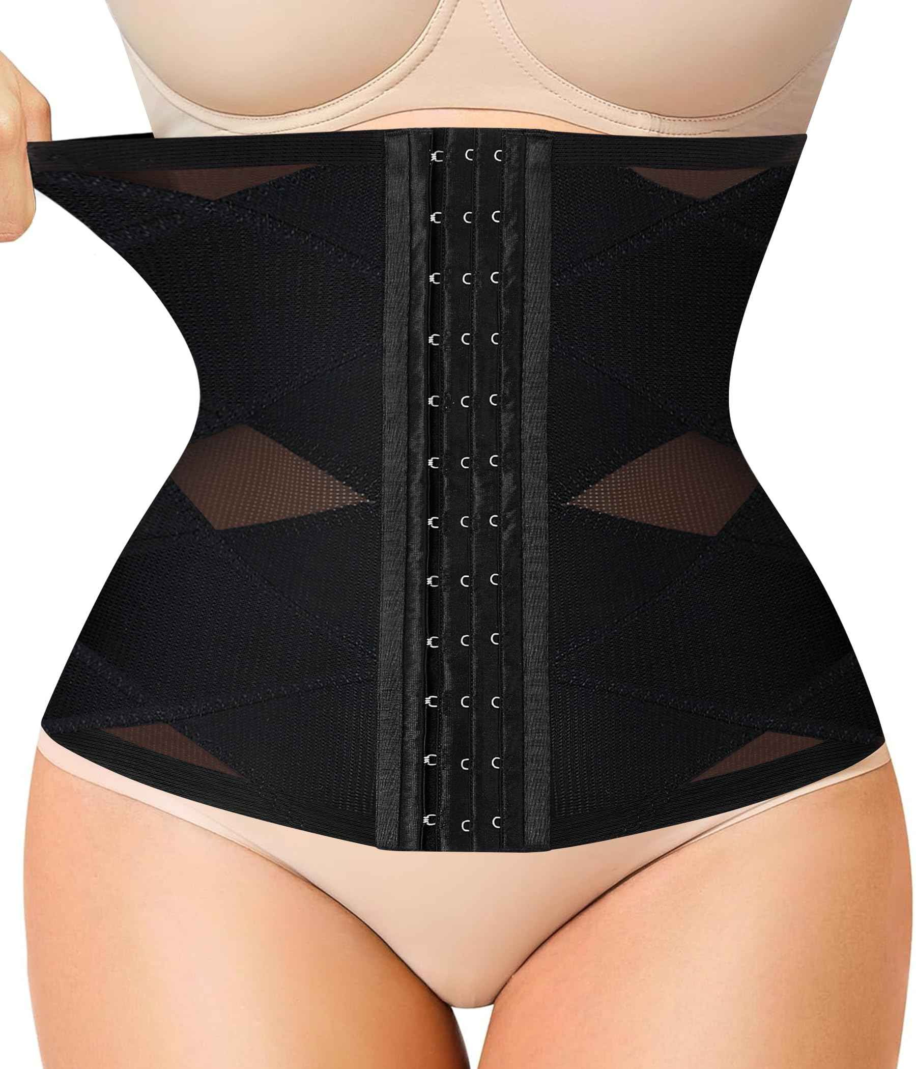LODAY Waist Trainer for Women Corset Shapewear Tummy Control Body Shaper Cross Mesh Waist Cincher Postpartum Girdle