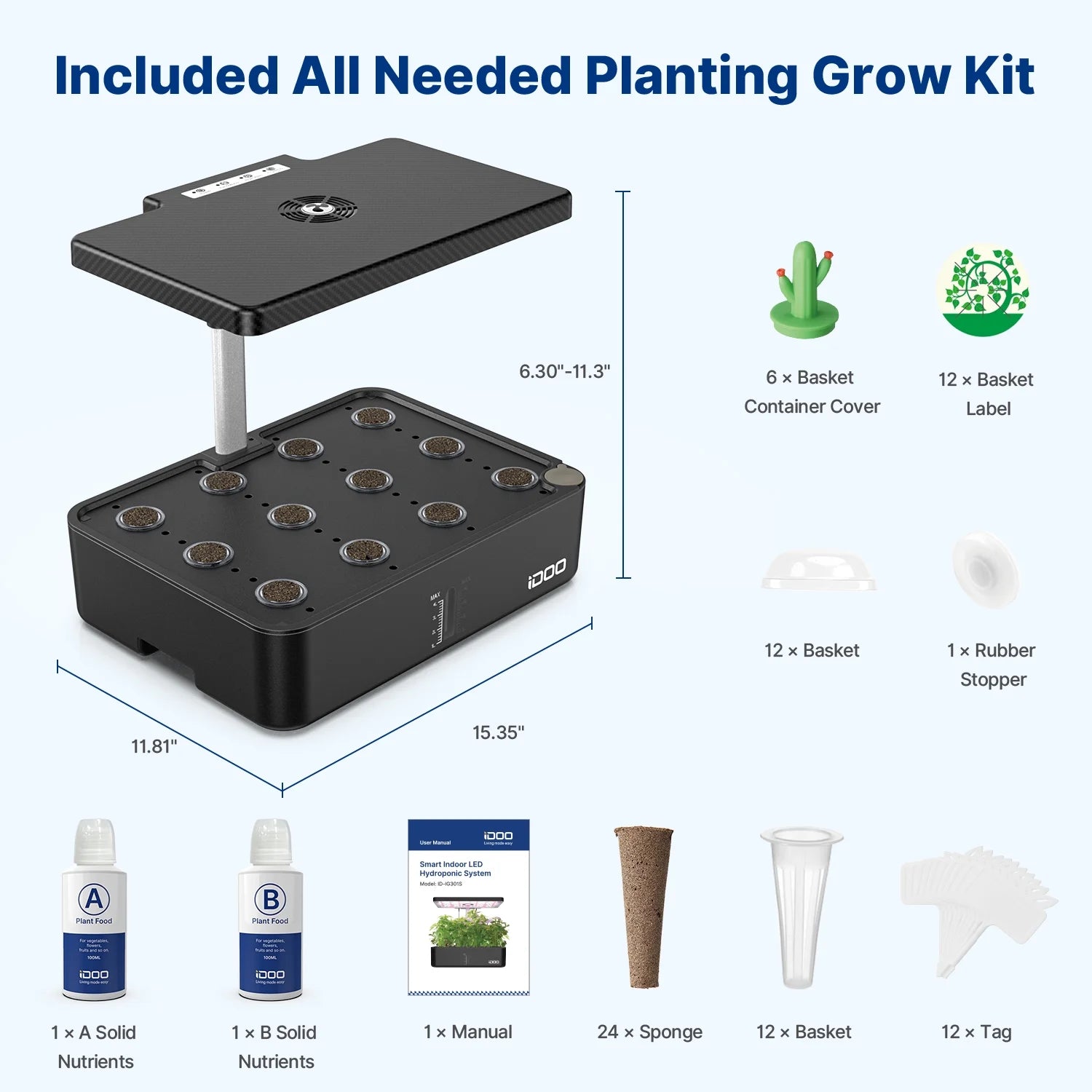 Wifi 12 Pods Hydroponics Growing System, Smart Indoor Grow System Kit with APP Control Pet's Supplies |