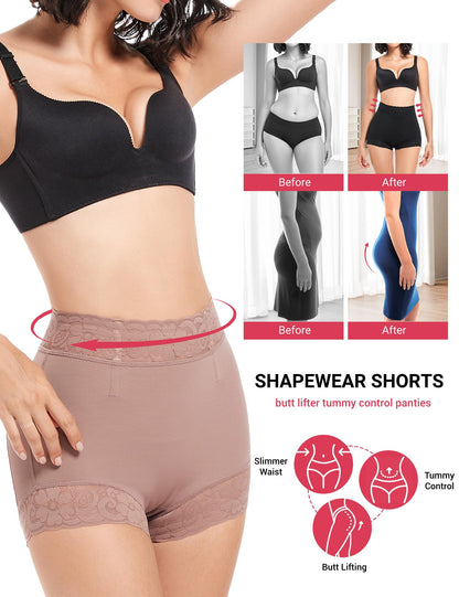 Butt Lifting Panties, Tummy Control Shapewear for Women Compression Underwear Short Lace Butt Lifter Shapewear