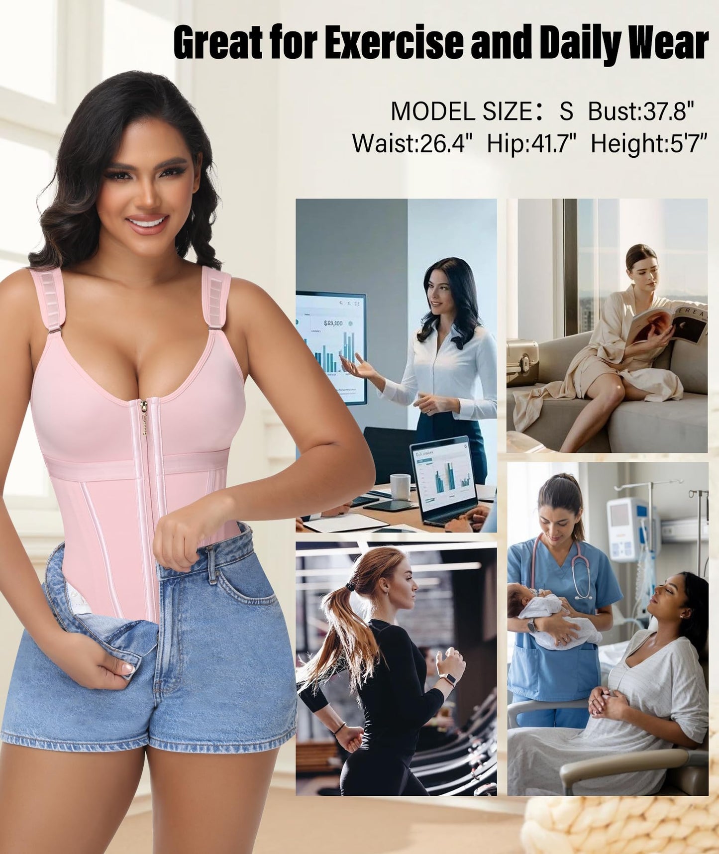 Waist Trainer For Women Corset Shapewear With Zipper Faja Body Shaper Tummy Control Girdle