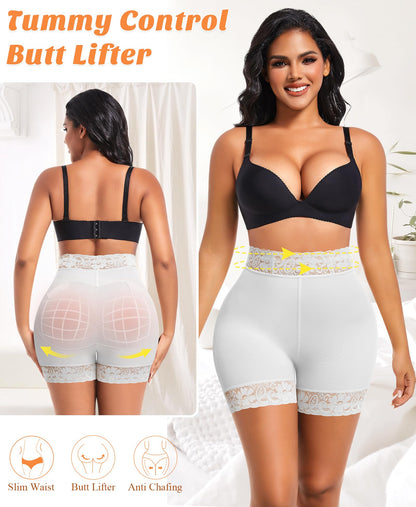 DERCA Padded Underwear for Women Butt Lifting Shapewear Booty Pads Hip Enhancer Lace Boyshorts