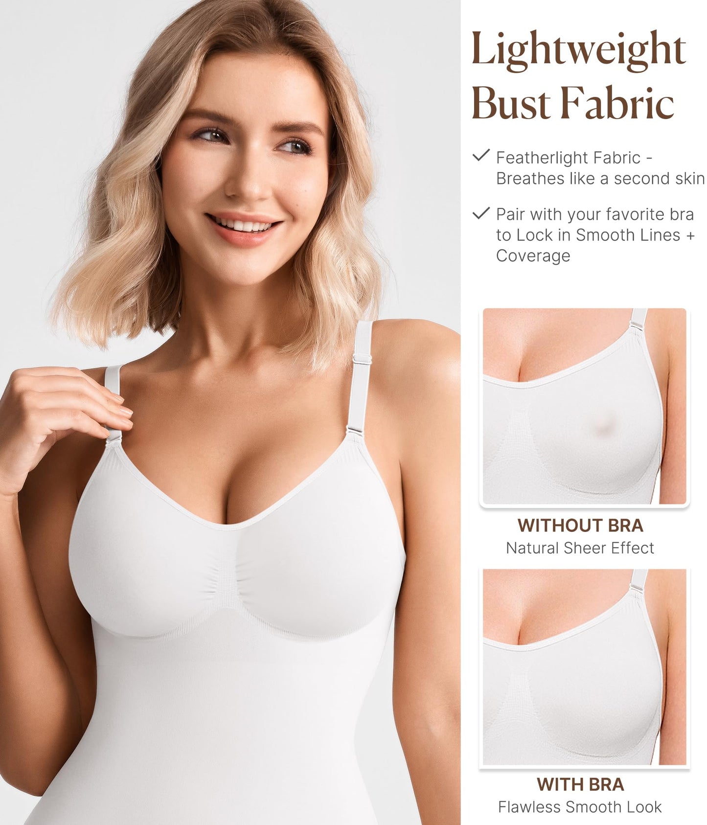 BRABIC Tummy Control Shapewear for Women Seamless Shapewear Bodysuit Body Shaper Waist Trainer Snatched Body Suit
