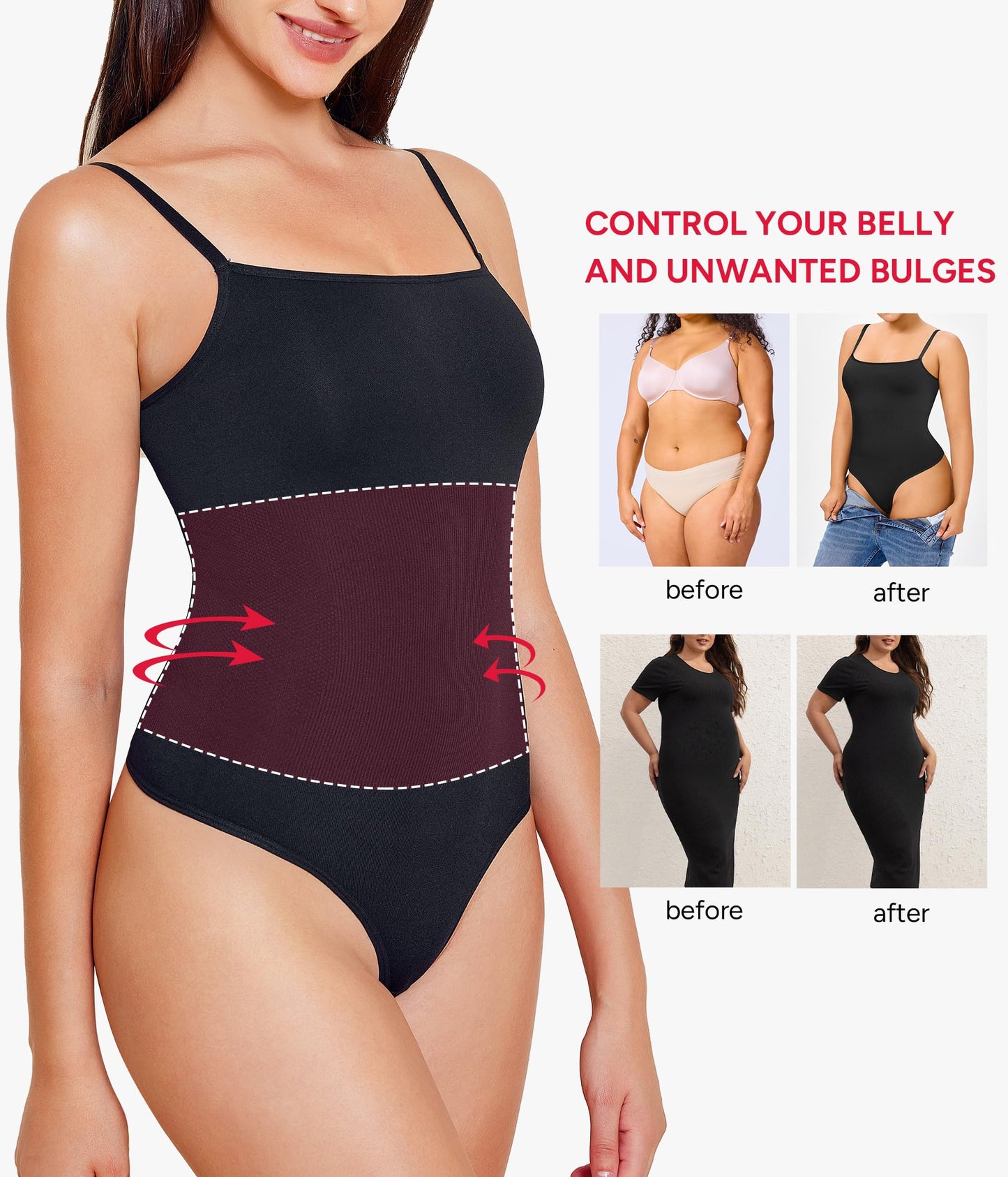 Nebility Shapewear Waist Trainer Bodysuits Women Clothing Tummy Control Seamless Full Body Shaper Square Neck Jumpsuits Top