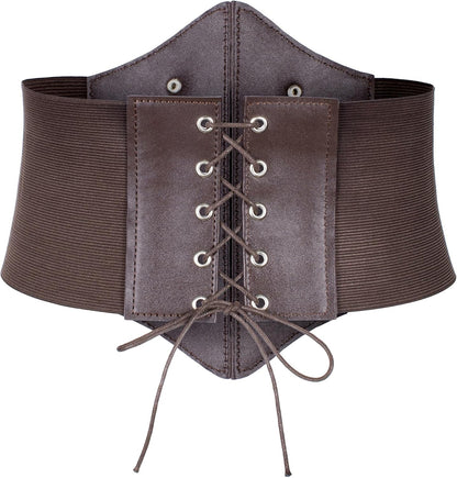 Women's Medieval Renaissance Lace-Up Tied Belt Elastic Steampunk Corset Belts Halloween Cospaly Costume Accessories