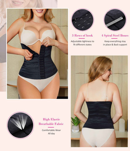 Nebility Waist Cincher Shapewear Tummy Control Plus Size Waist Trainers for Women Belly Trimmer Body Shaper Corset Girdle