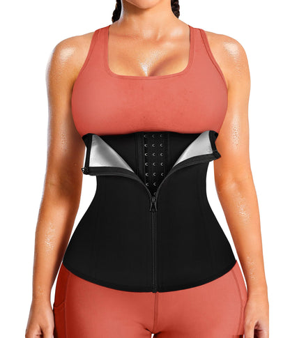 LEINIDINA Womens Waist Trainer Corset with Zipper Sweat Waist Trimmer for Women Workout Belt Corset Shapewear