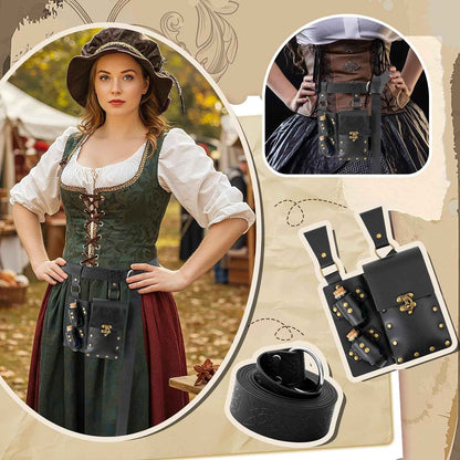 Geyoga Renaissance Belt Pouch with Potion Bottles Halloween Medieval Costume Accessories Waist Bag Cosplay