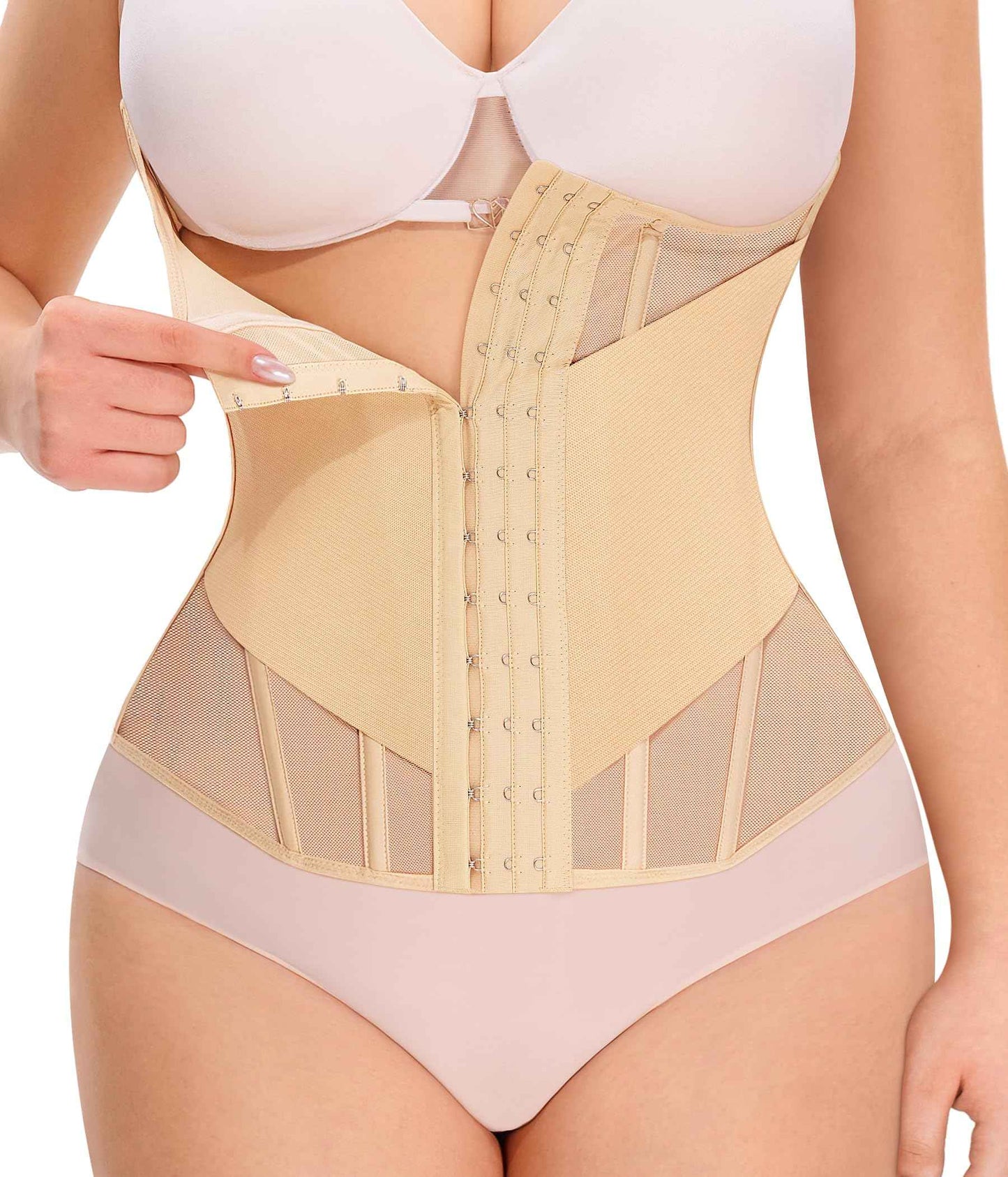 Nebility Waist Trainer for Women Corset Shapewear - Mesh Faja Body Shaper Waist Cincher Tummy Control Girdle Daily Wear