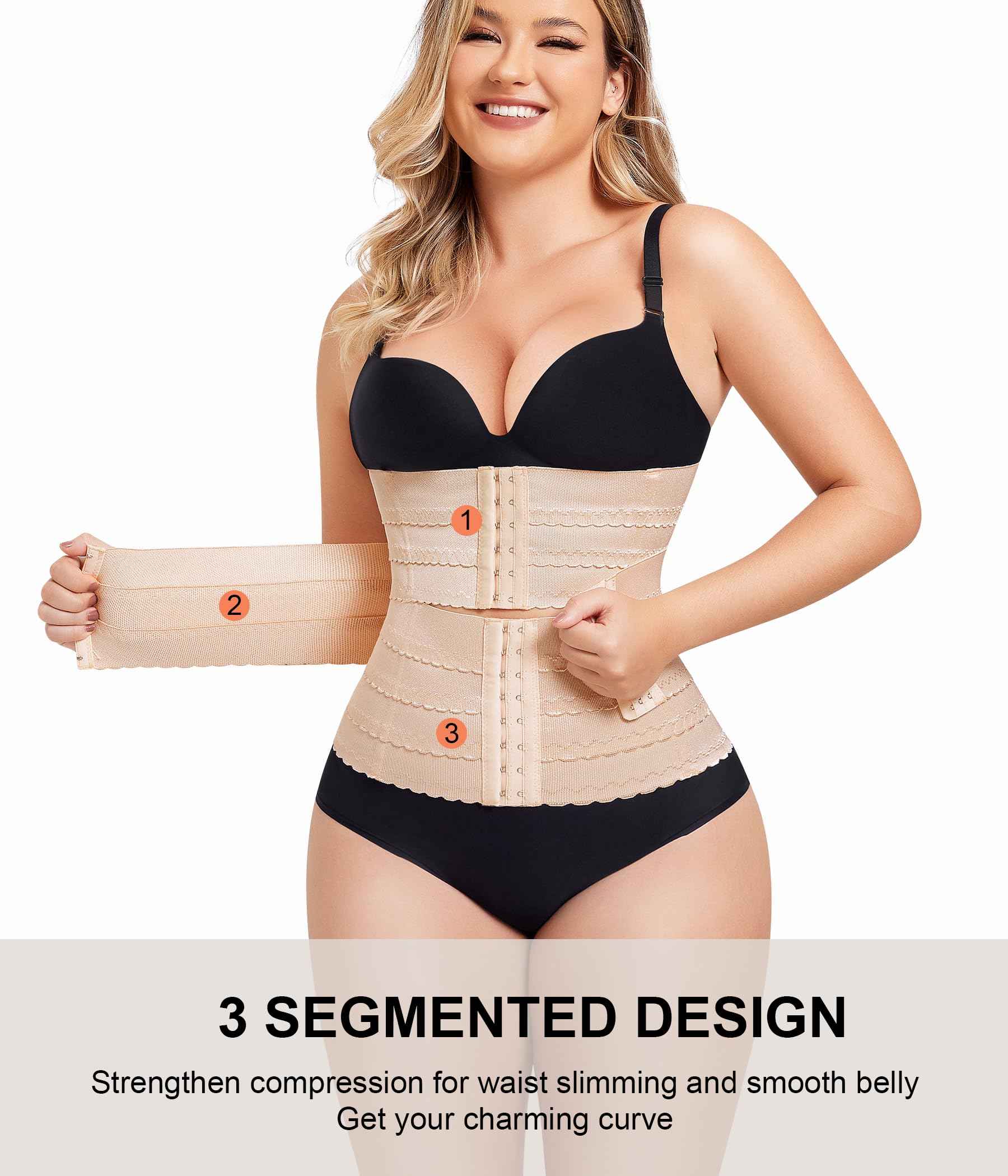 QACIVIQ Segmented Waist Trainer for Women Waist Cincher Shapewear for Women Tummy Control Workout Body Shaper Girdle