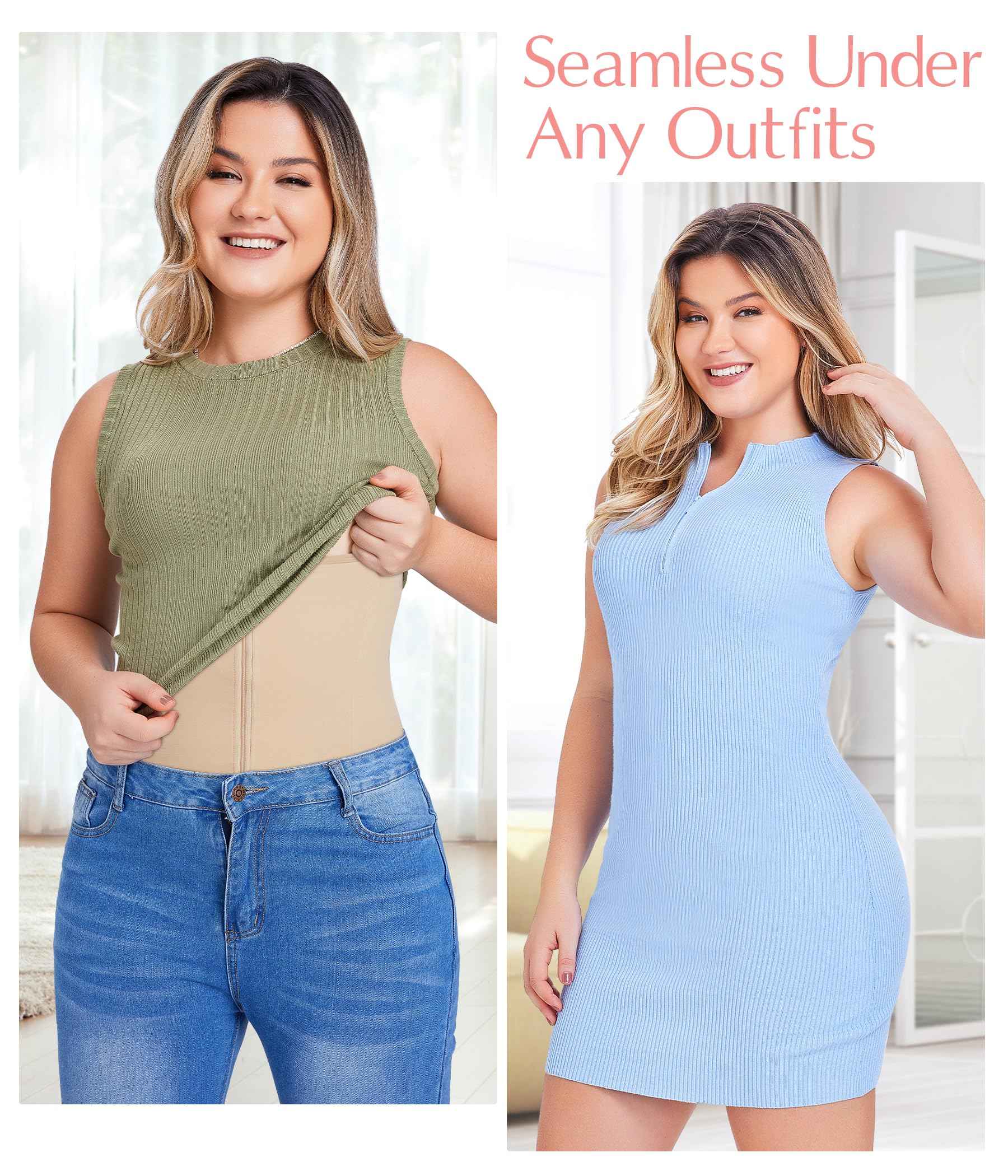 MERYOSZ Waist Trainer Corset Zipper Tummy Control Shapewear Breathable Waist Cincher for Women Body Shaper Sport Girdle