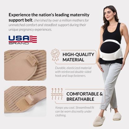NeoTech Care Pregnancy Support Maternity Belt, Waist/Back/Abdomen Band, Belly Brace (Size M, Black Color)