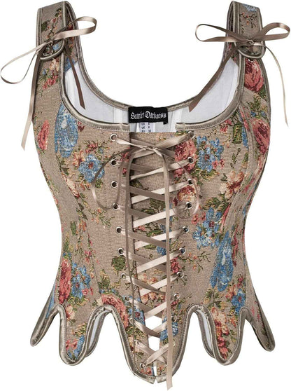Scarlet Darkness Corset Tops for Women Renaissance Corset Floral Lace Up Bodyshaper Bustier