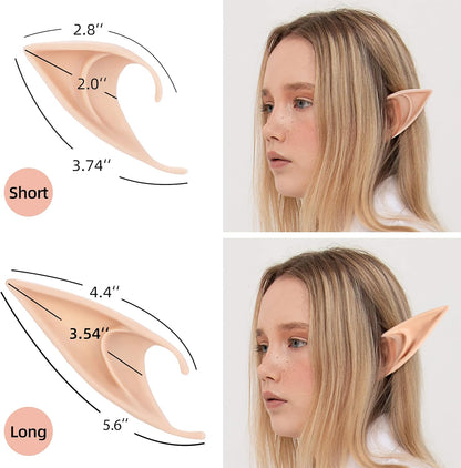 FRESHME Fairy Pixie Elf Ears - Cosplay Soft Pointed Ears Elven Masquerade Vampire Fairy Ears Makeup Costume Accessories