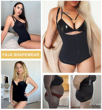 SHAPERX Women's Fajas Colombianas Shapewear Postpartum Tummy Control Body Shaper Butt Lifter Bodysuit