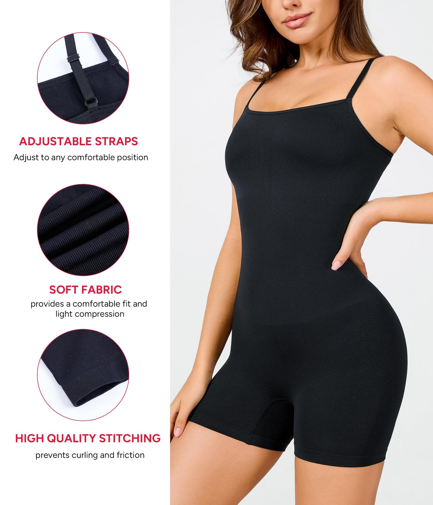 Nebility Shapewear Waist Trainer Bodysuits Women Clothing Tummy Control Seamless Full Body Shaper Square Neck Jumpsuits Top